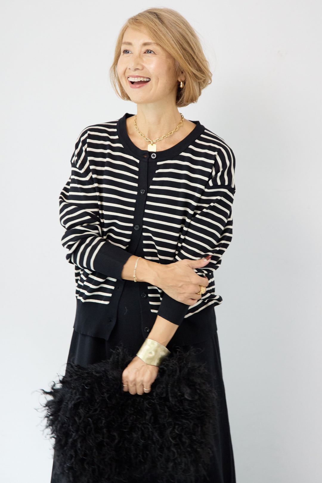 ボーダーカーディガン＋ワンピース