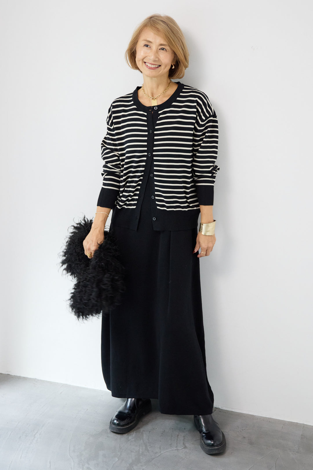 ボーダーカーディガン＋ワンピース