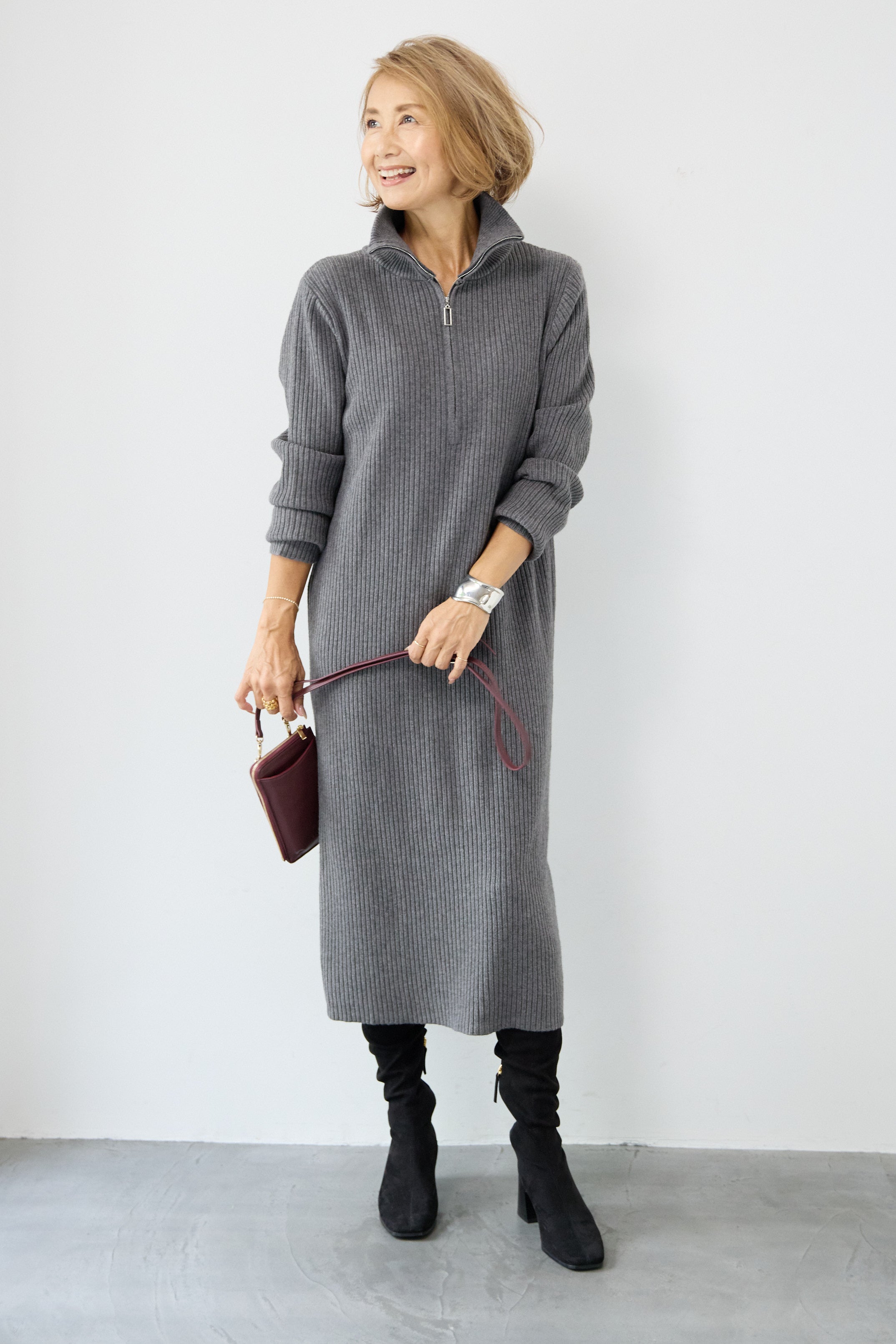 PLUS oto.ha 完売品　ハーフジップニットワンピ 新品タグ付き ハーフジップニットワンピース – plusotoha