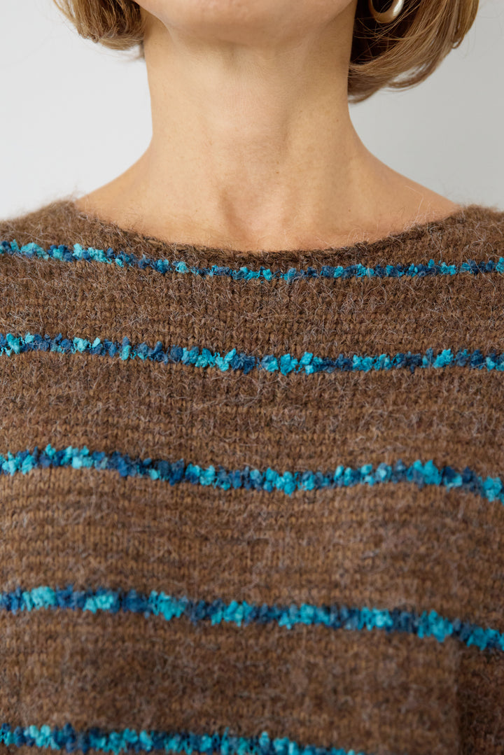 配色ラインシャギーニット