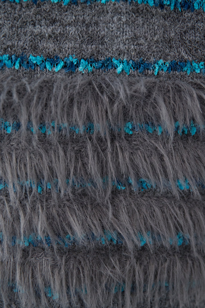 配色ラインシャギーニット