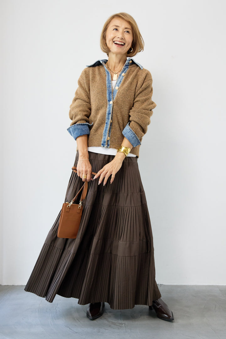 デニム×ニットシャツ