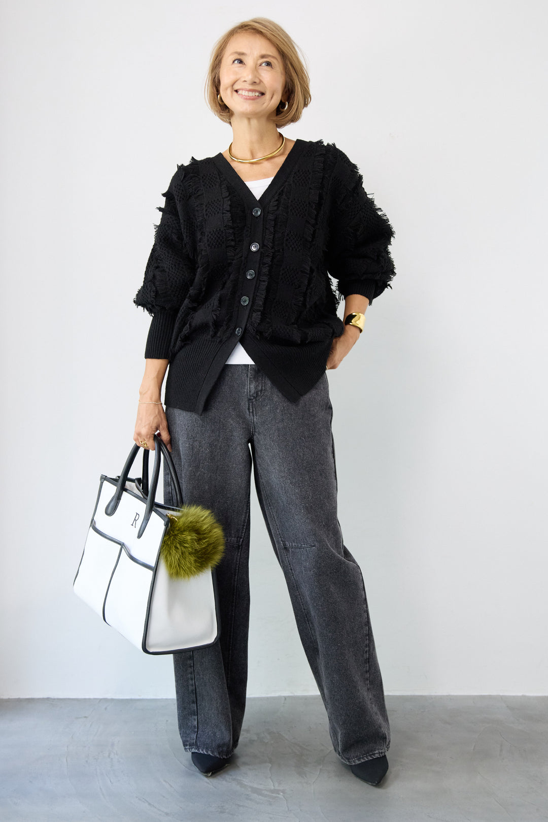 ニットフリンジカーディガン