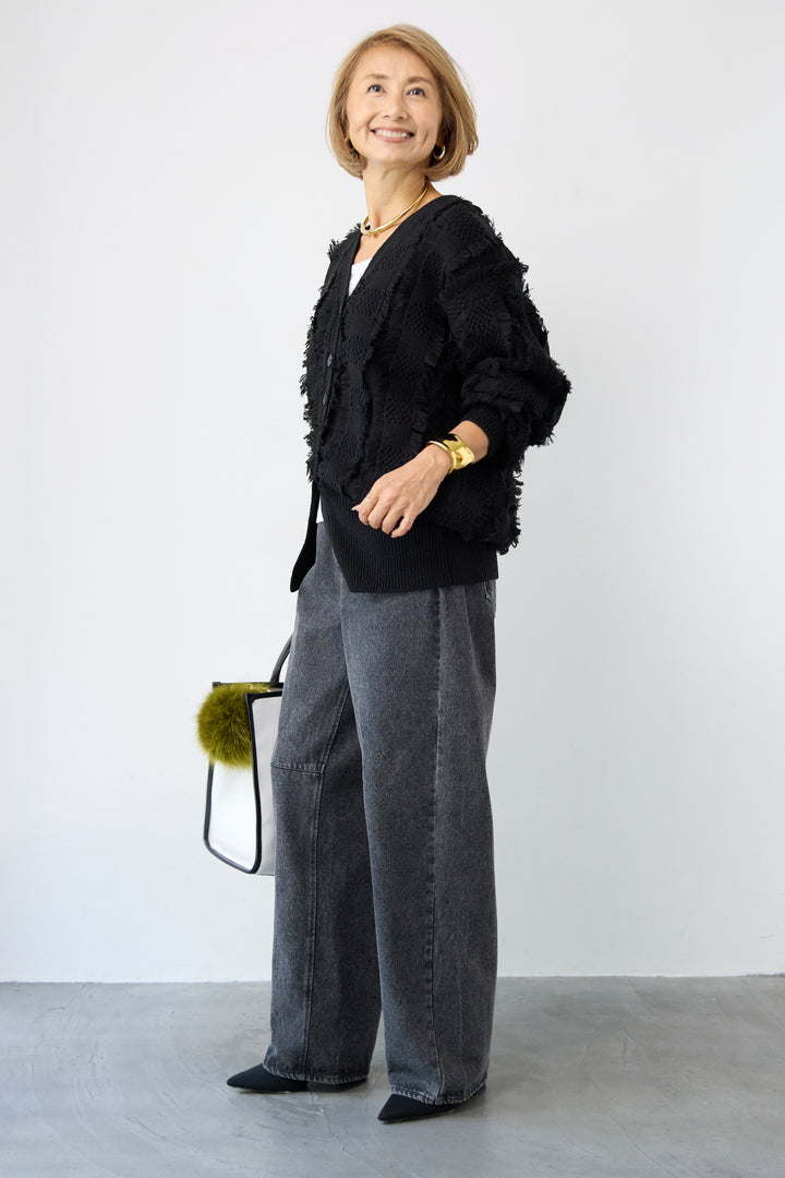 ニットフリンジカーディガン