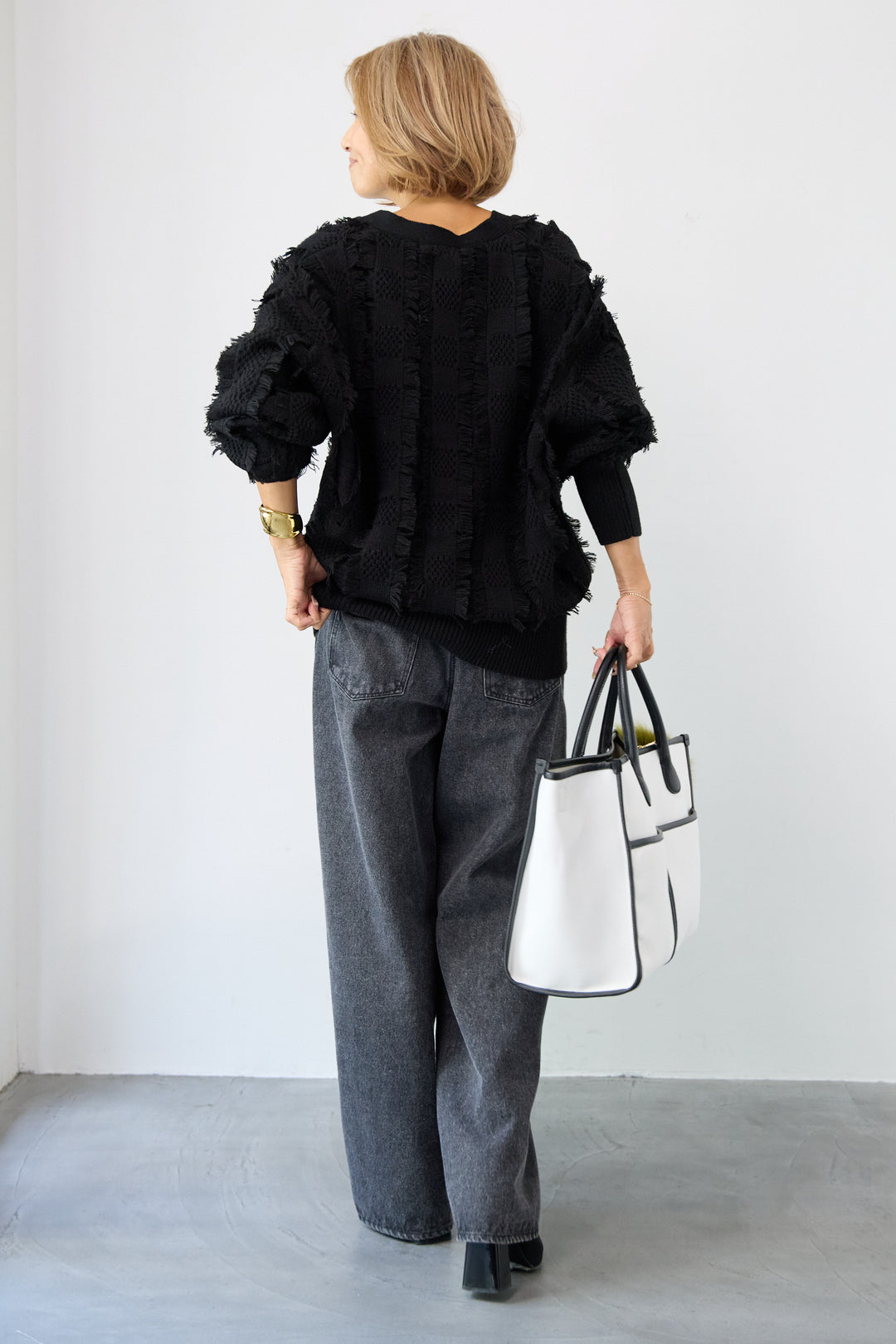 ニットフリンジカーディガン