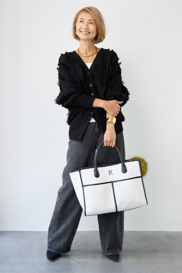 ニットフリンジカーディガン