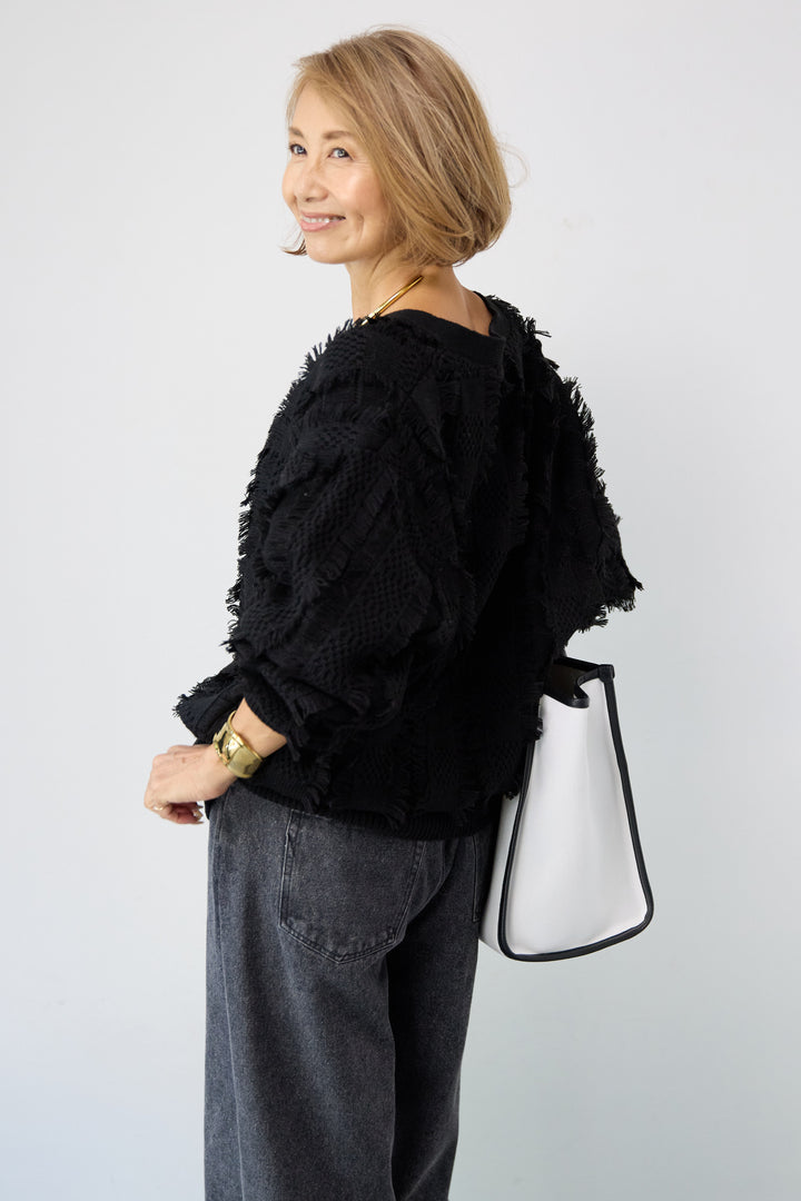 ニットフリンジカーディガン