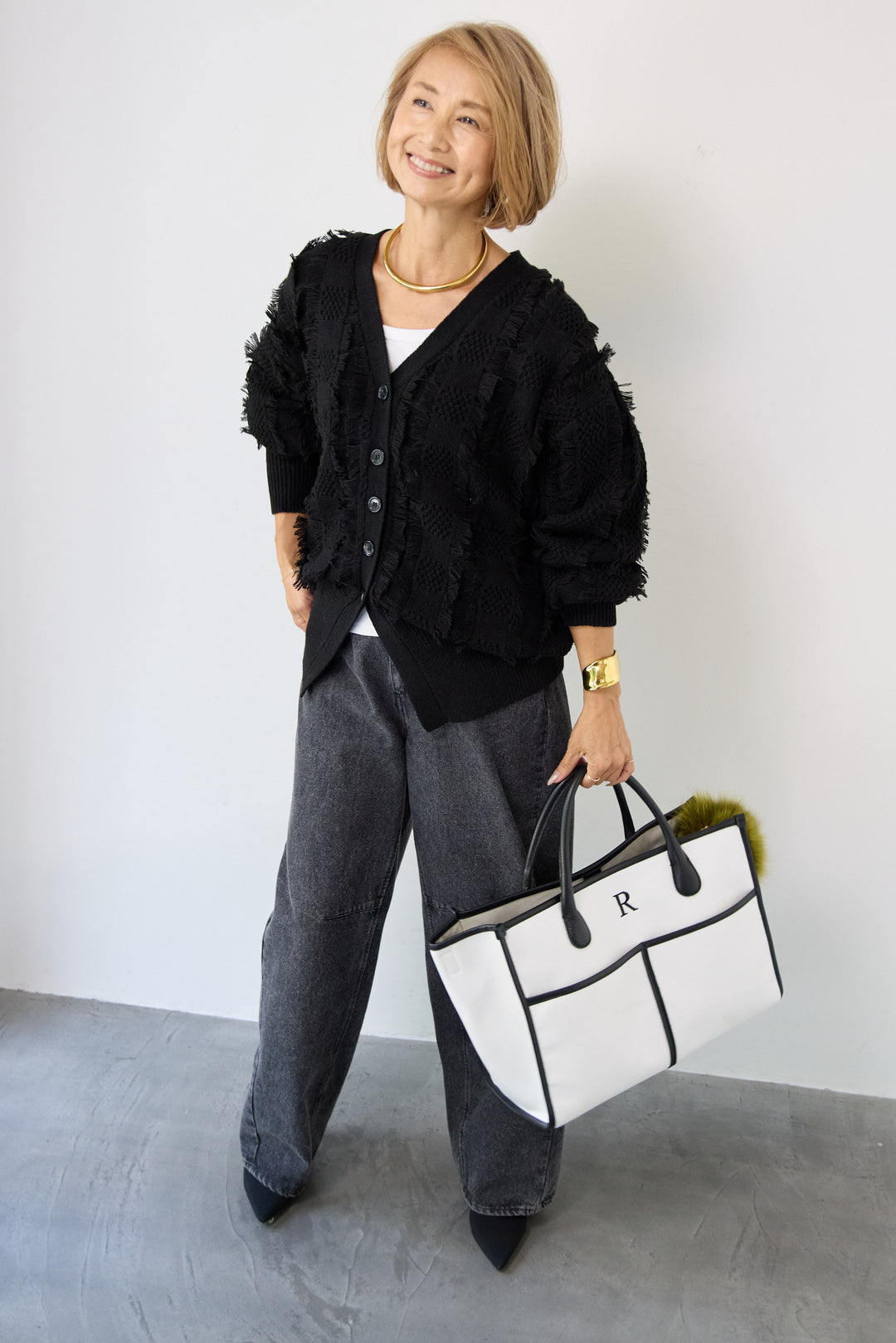 ニットフリンジカーディガン