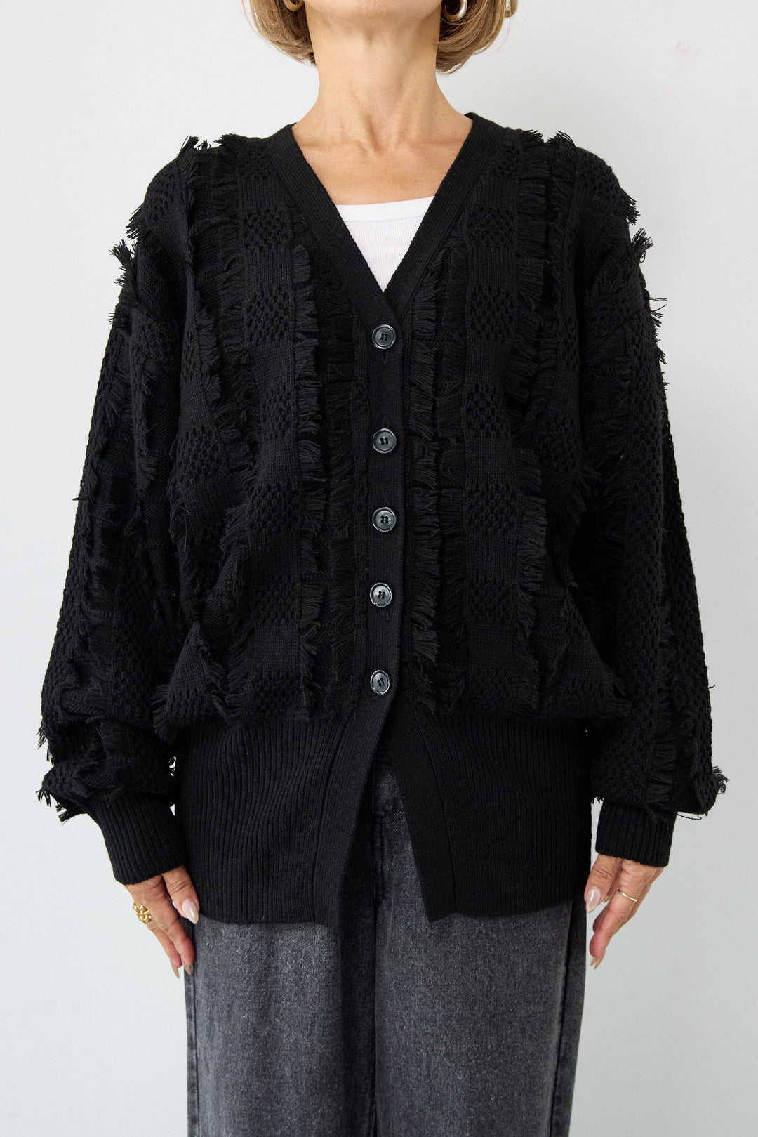 ニットフリンジカーディガン