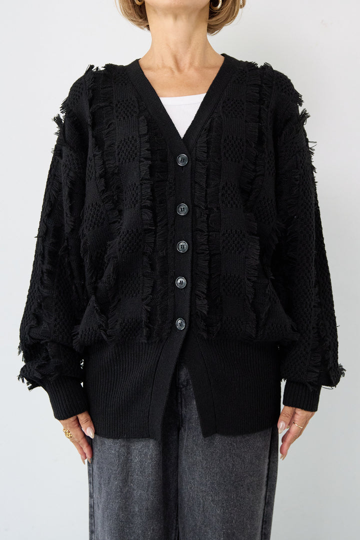 ニットフリンジカーディガン
