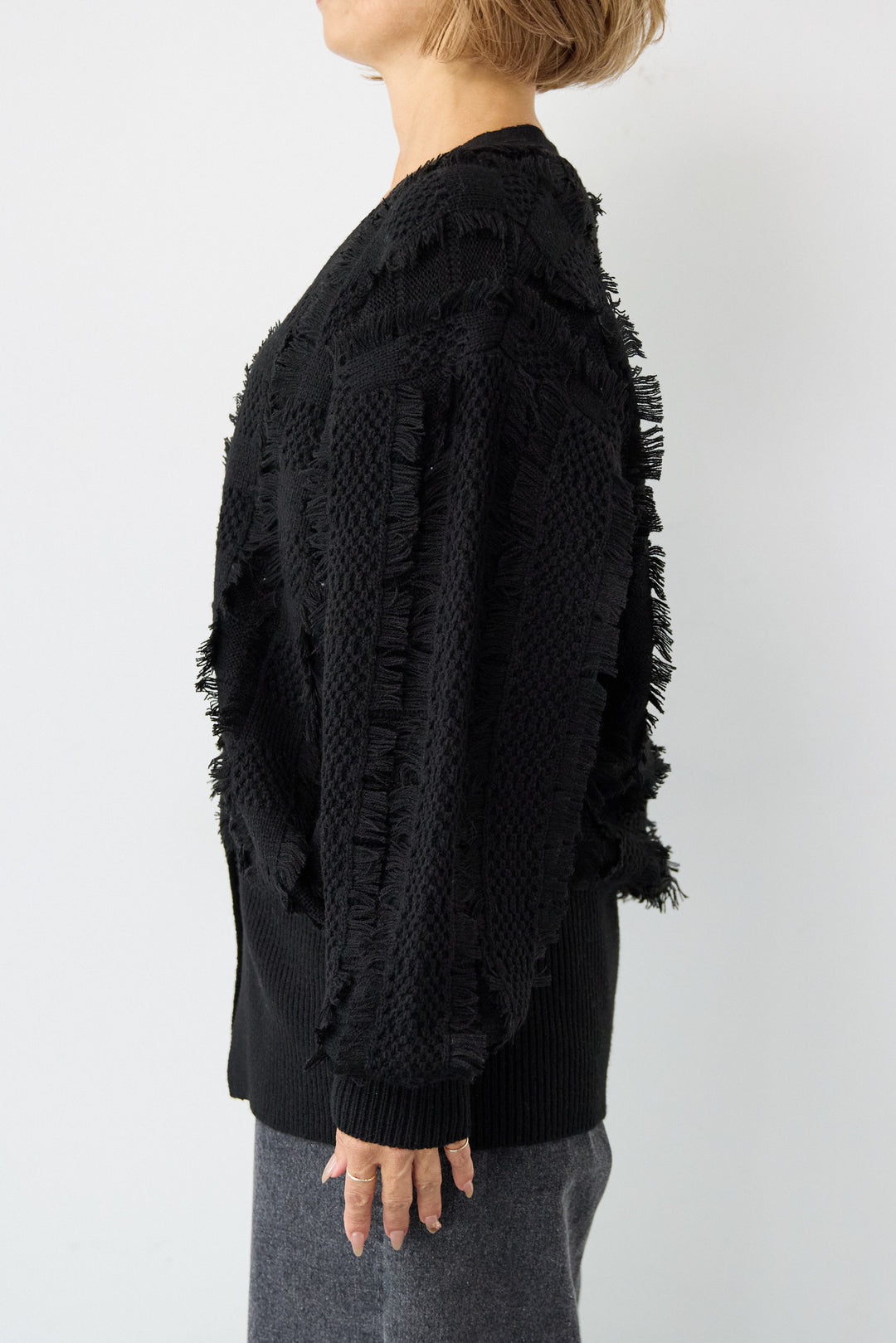 ニットフリンジカーディガン