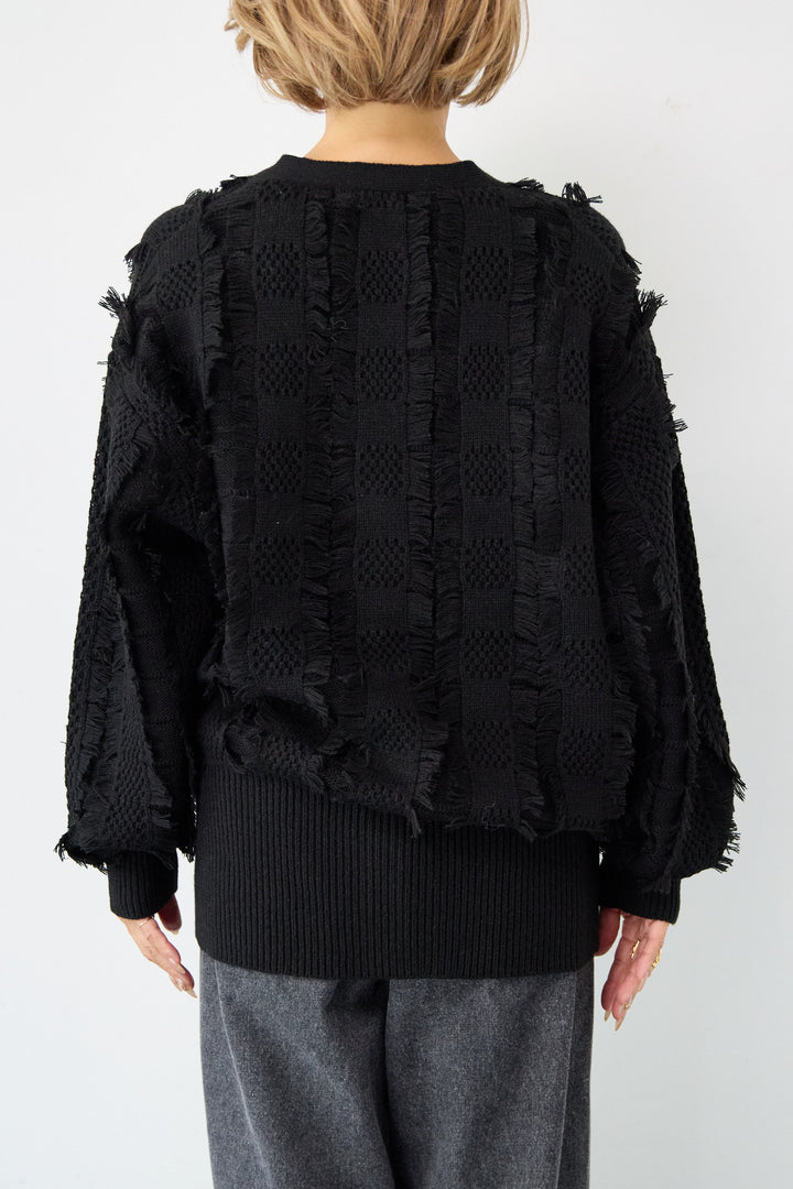 ニットフリンジカーディガン