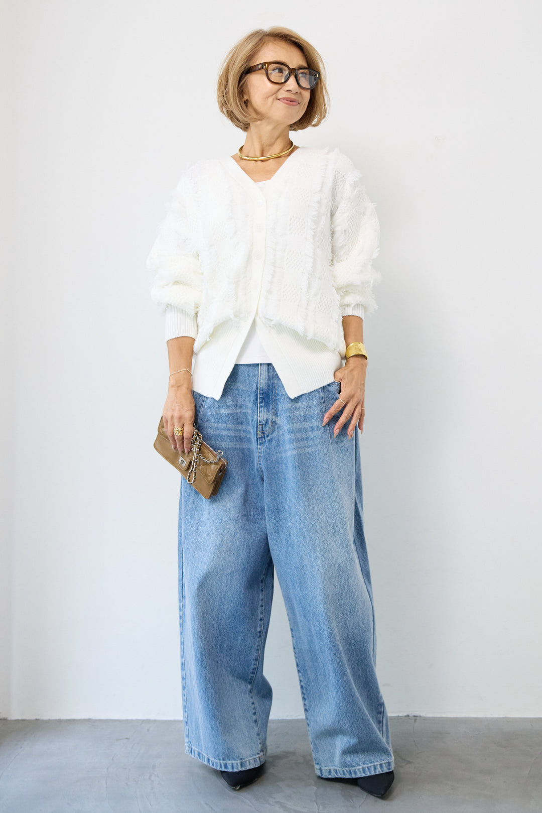 ニットフリンジカーディガン