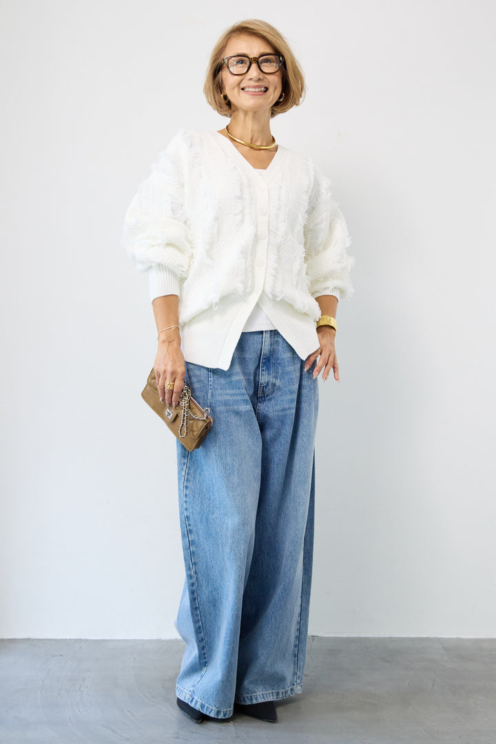 ニットフリンジカーディガン