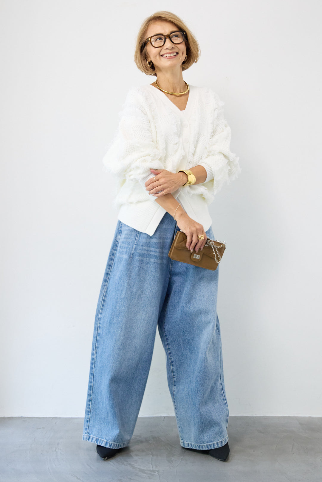 ニットフリンジカーディガン