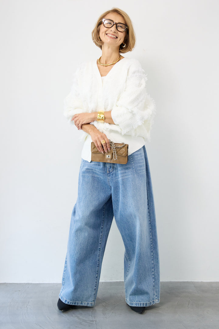 ニットフリンジカーディガン