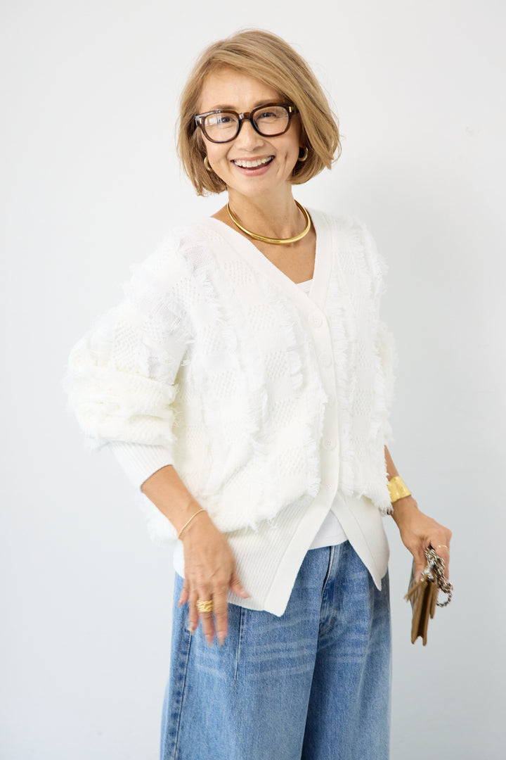 ニットフリンジカーディガン