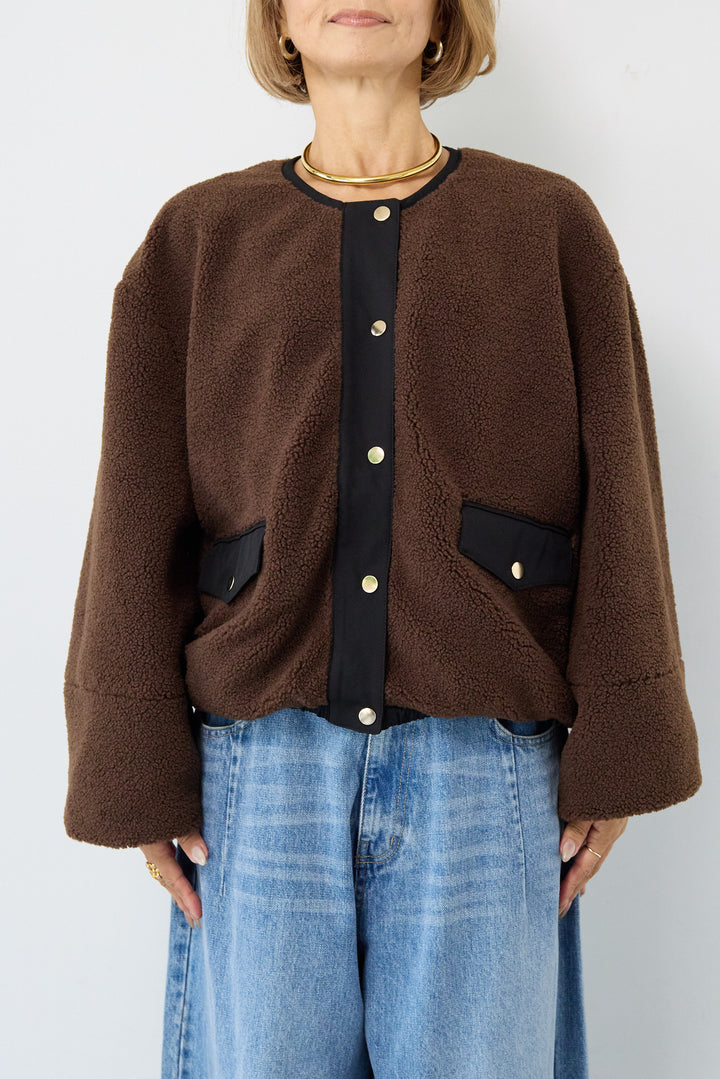 配色ボアブルゾン