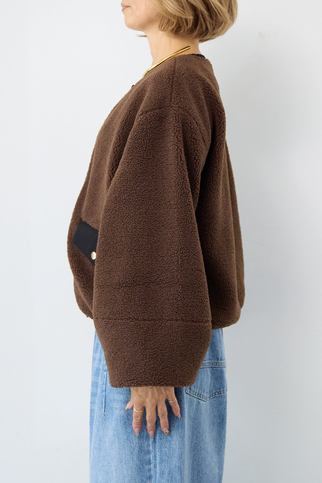 配色ボアブルゾン