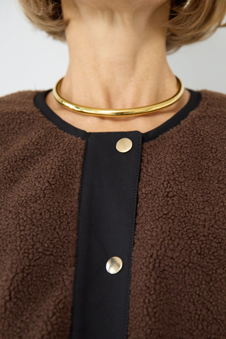 配色ボアブルゾン