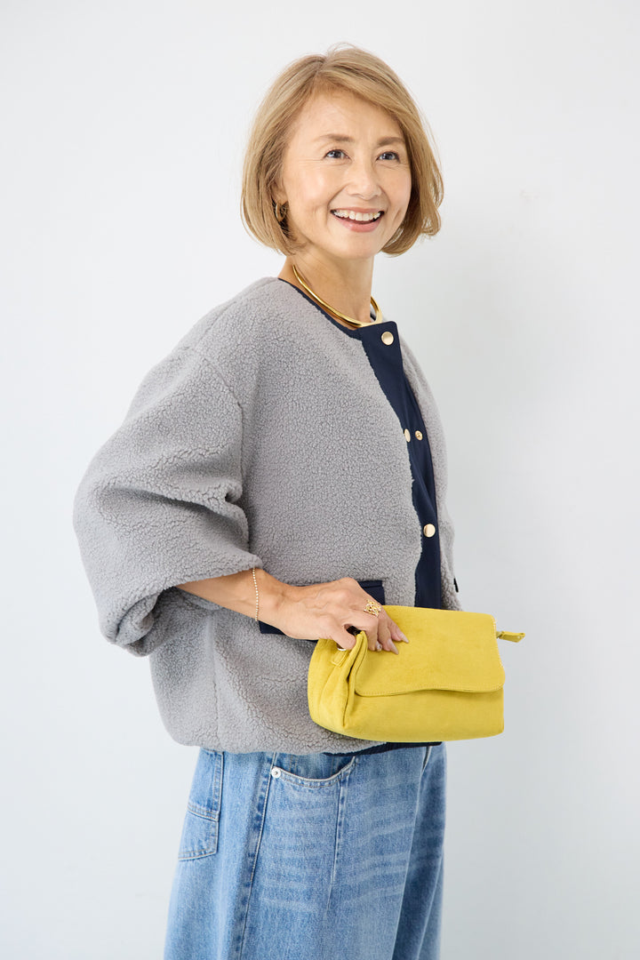 配色ボアブルゾン