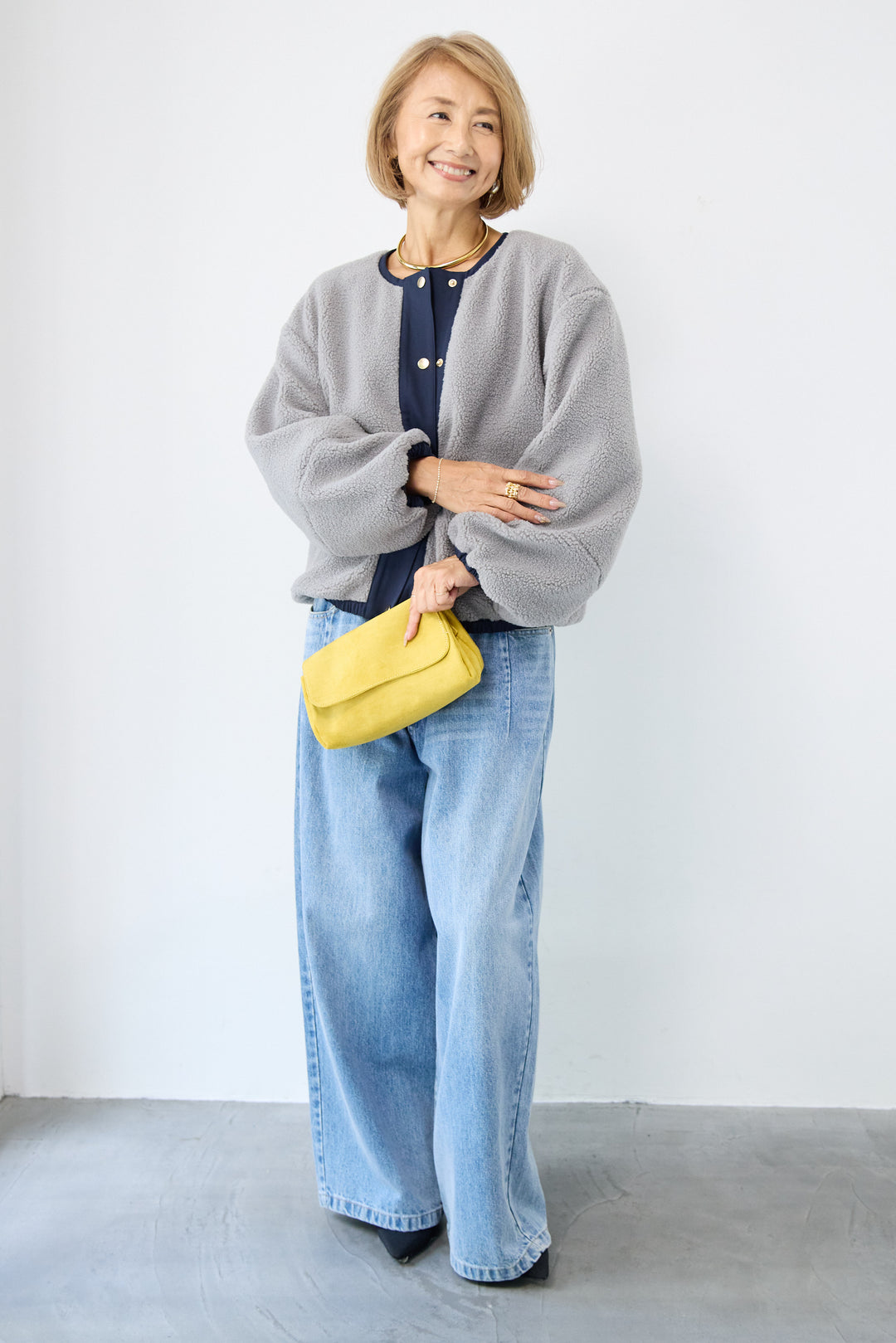 配色ボアブルゾン