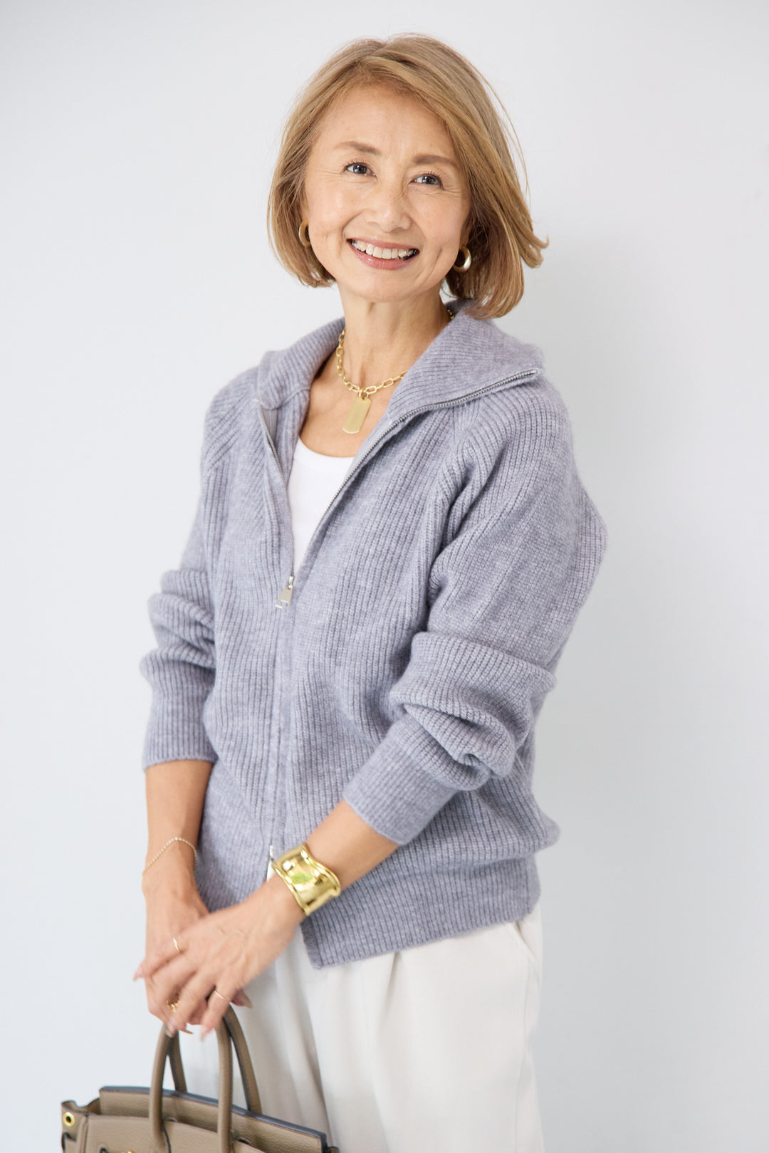 ジップアップニットカーディガン