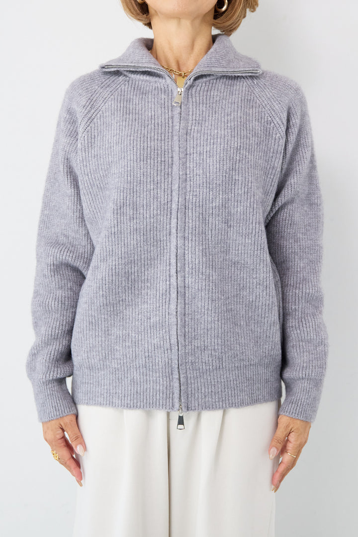 ジップアップニットカーディガン