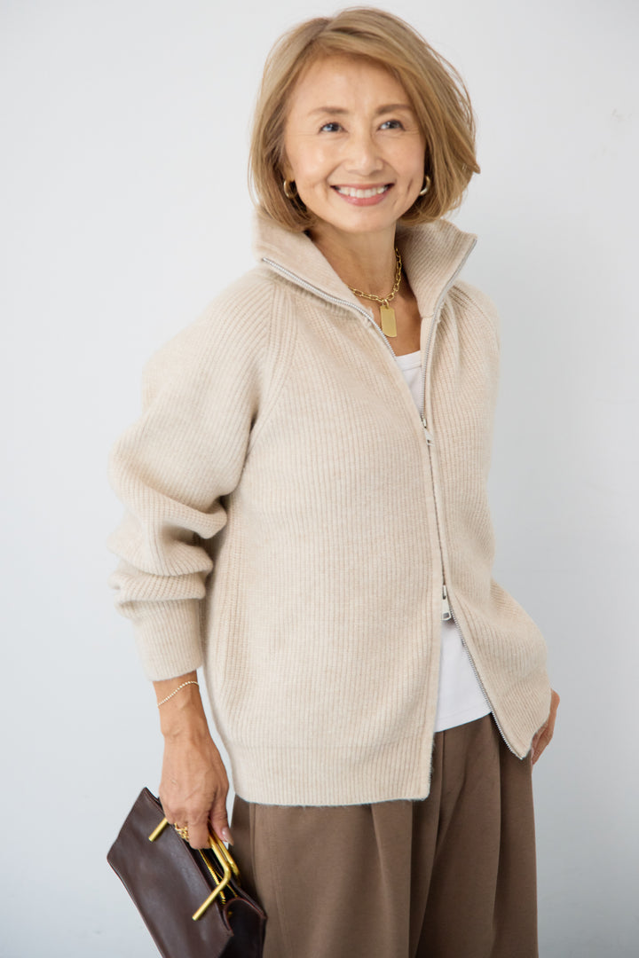 ジップアップニットカーディガン