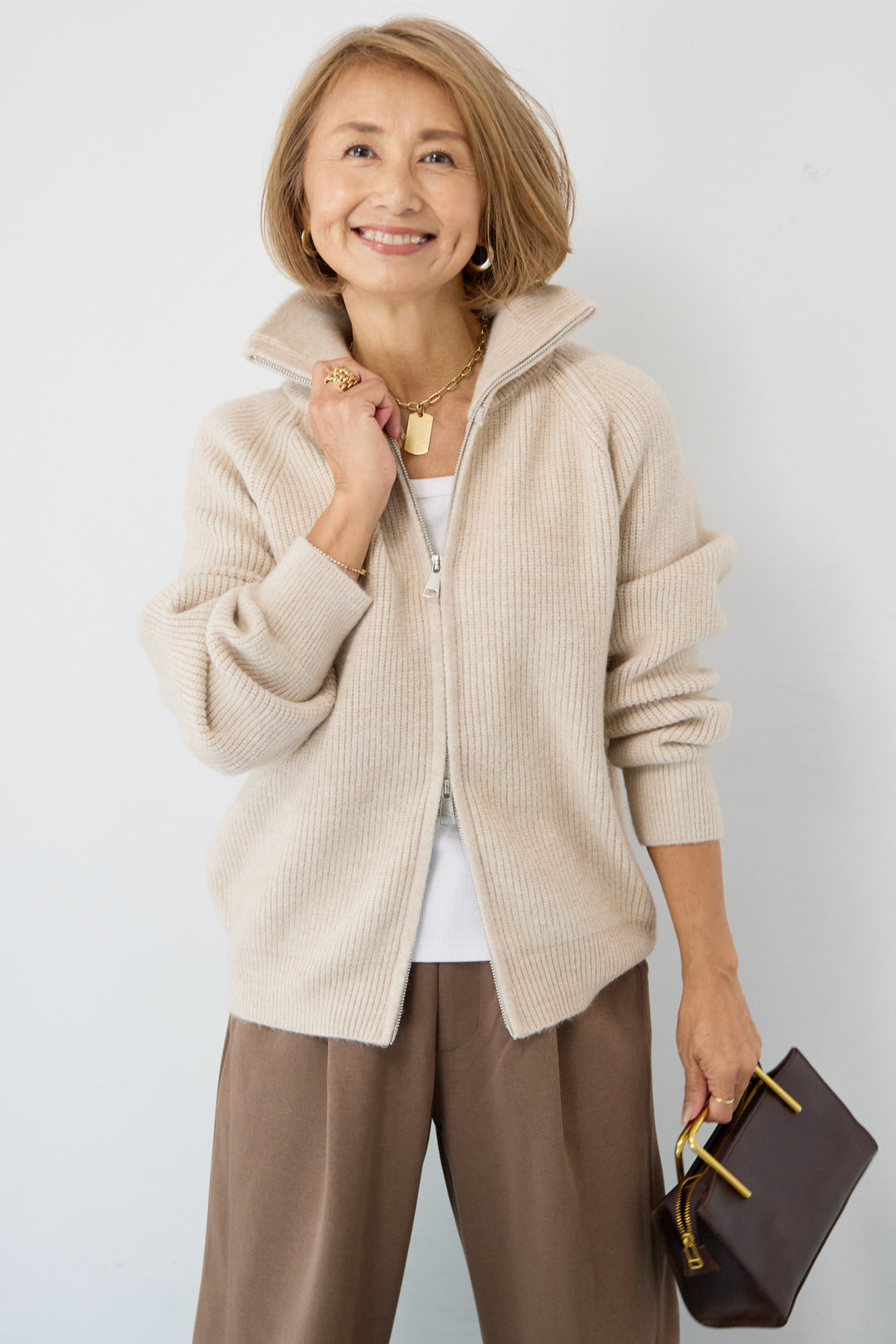 ジップアップニットカーディガン