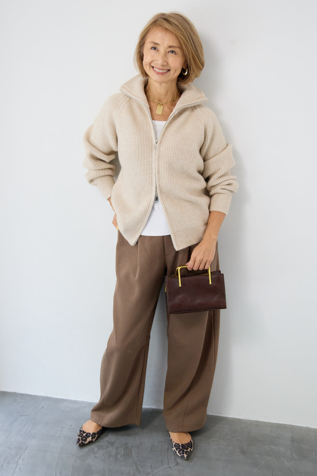 ジップアップニットカーディガン