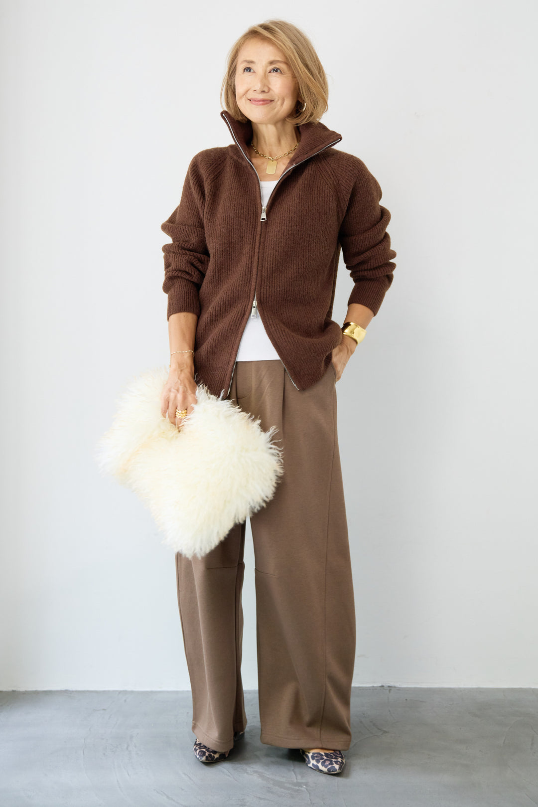 ジップアップニットカーディガン