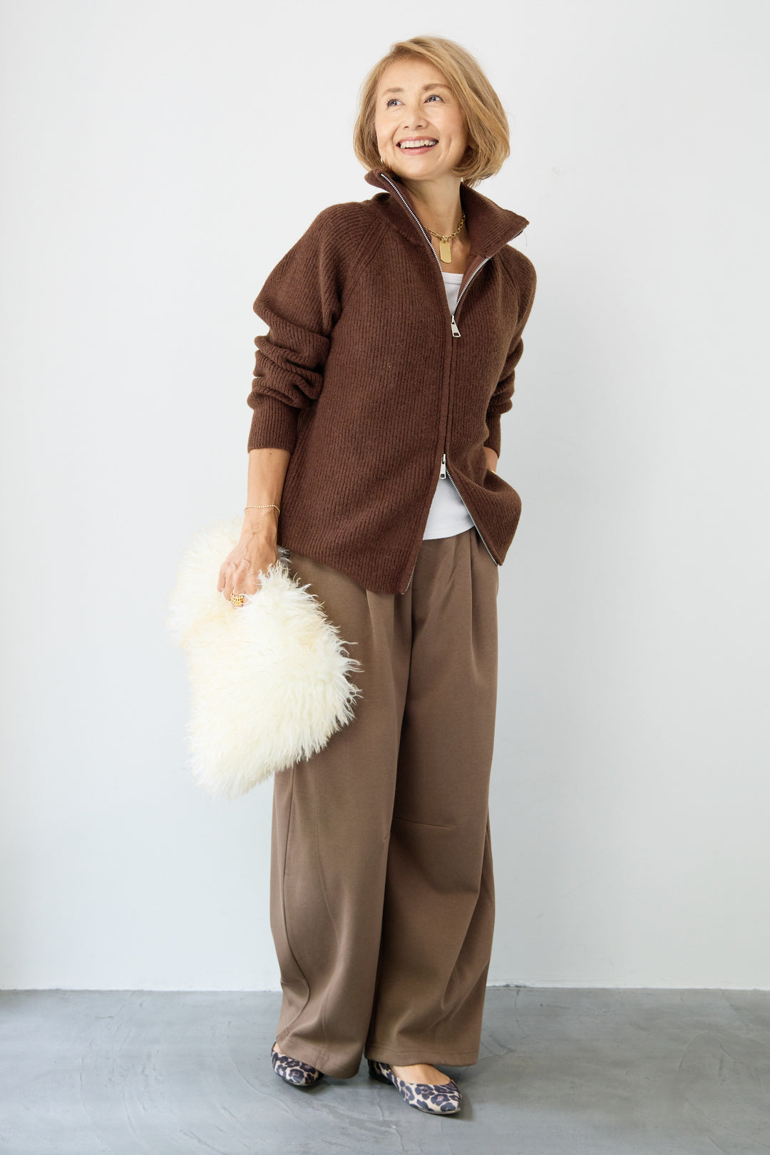 ジップアップニットカーディガン