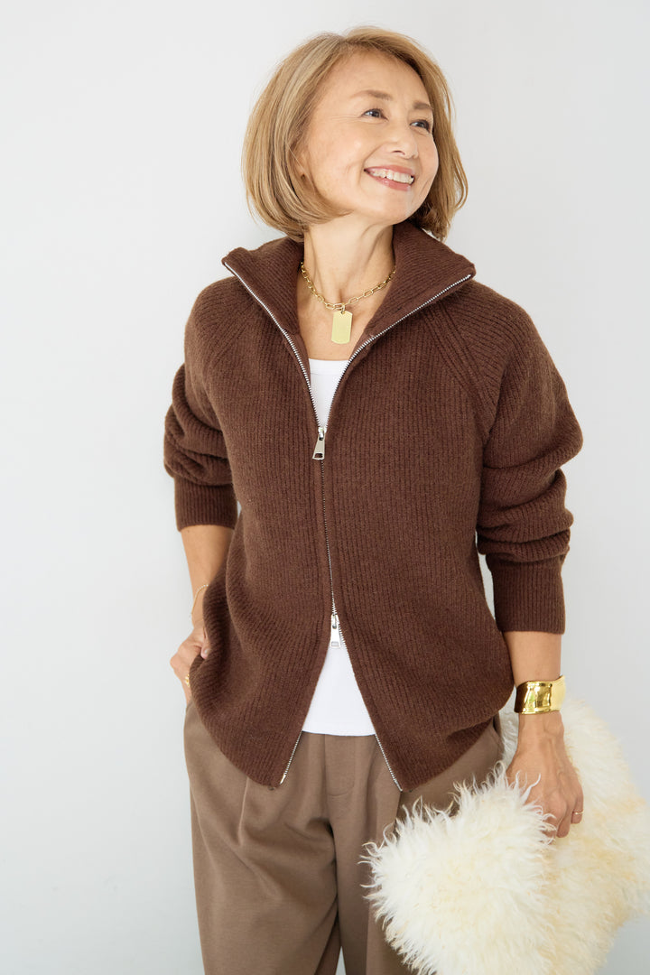 ジップアップニットカーディガン