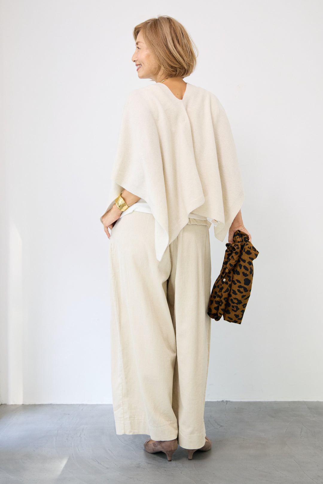 カシミア混2WAYポンチョカーディガン