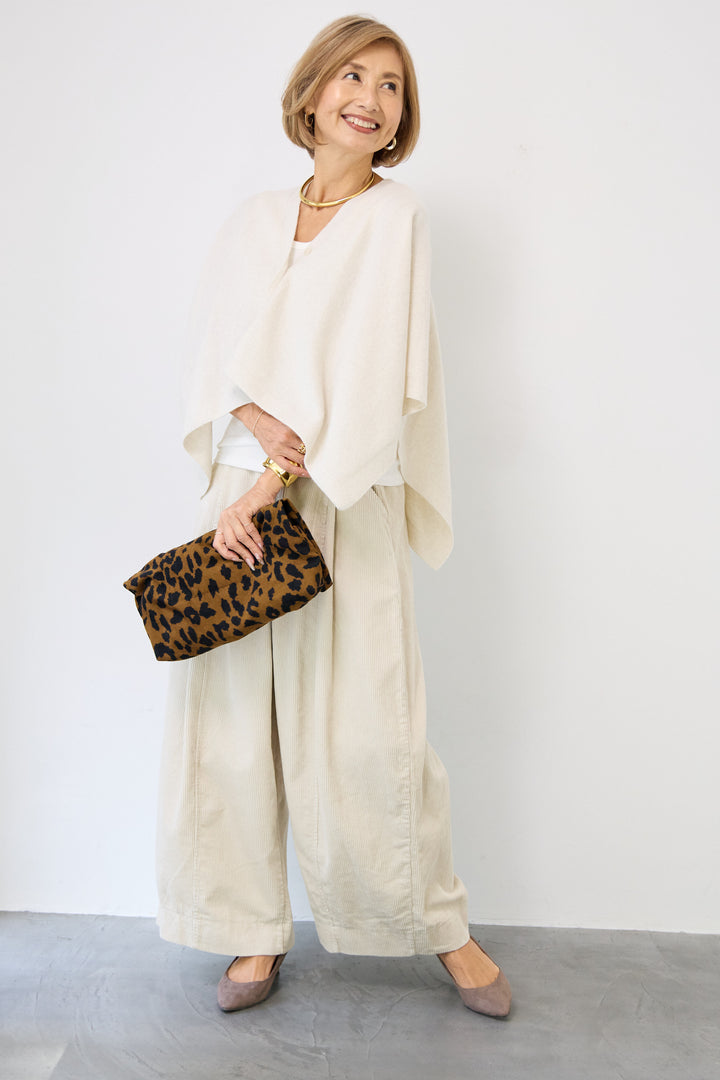 カシミア混2WAYポンチョカーディガン