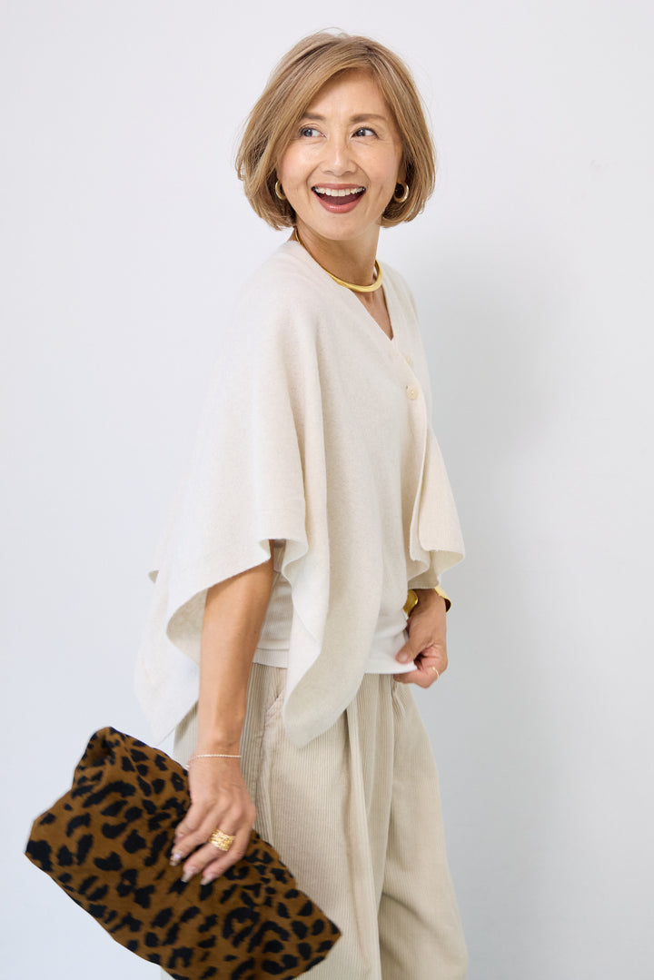 カシミア混2WAYポンチョカーディガン