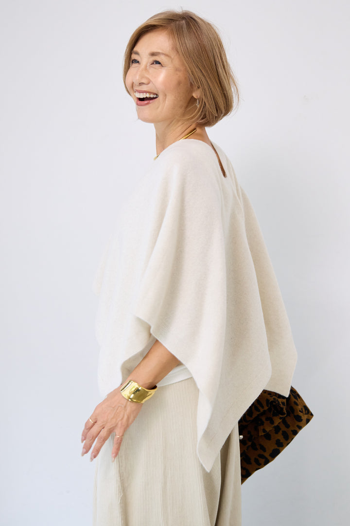 カシミア混2WAYポンチョカーディガン