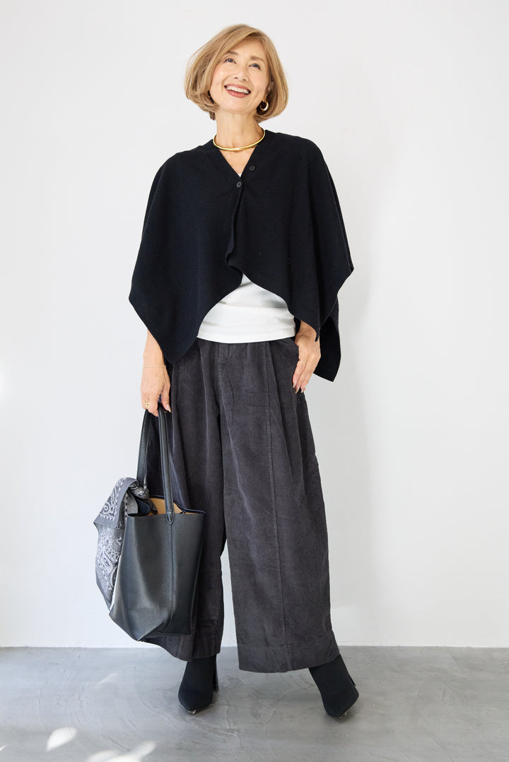 カシミア混2WAYポンチョカーディガン