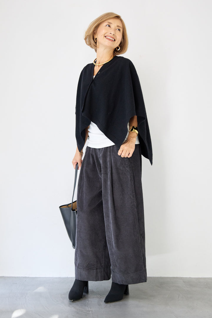 カシミア混2WAYポンチョカーディガン