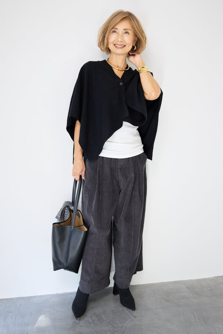 カシミア混2WAYポンチョカーディガン