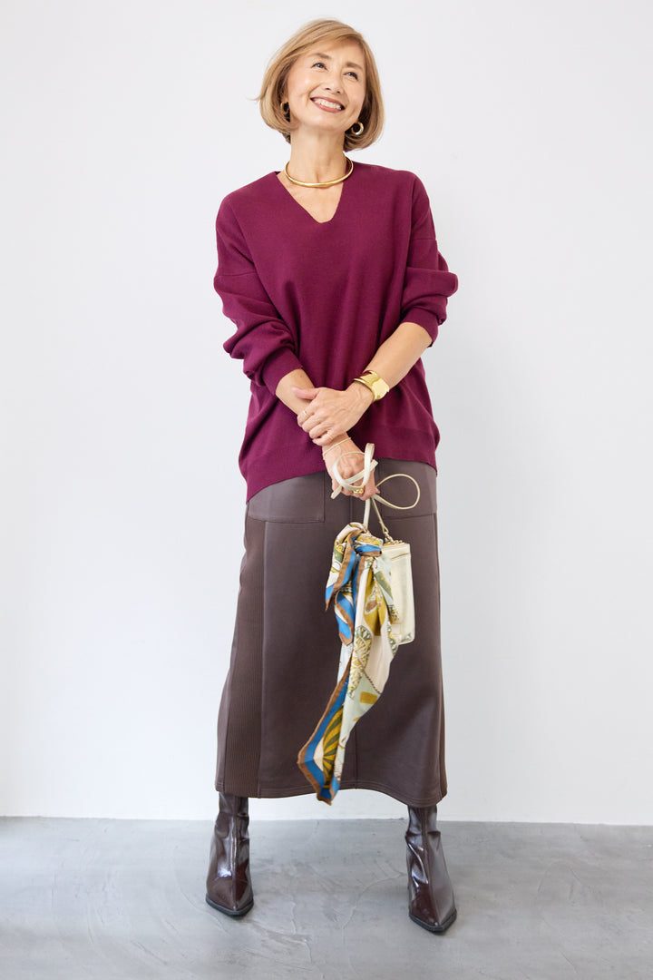 【防静電気】Vネックドルマンやわもちニット