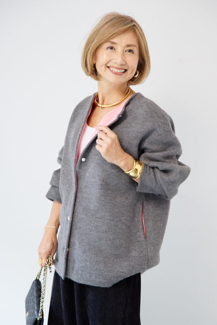 ダブルフェイスニットカーディガン