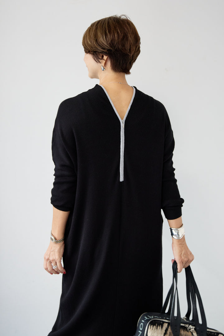 配色ジップニットワンピース