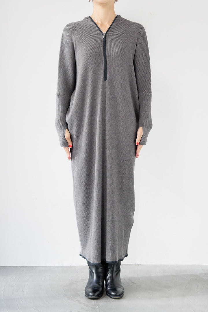 配色ジップニットワンピース