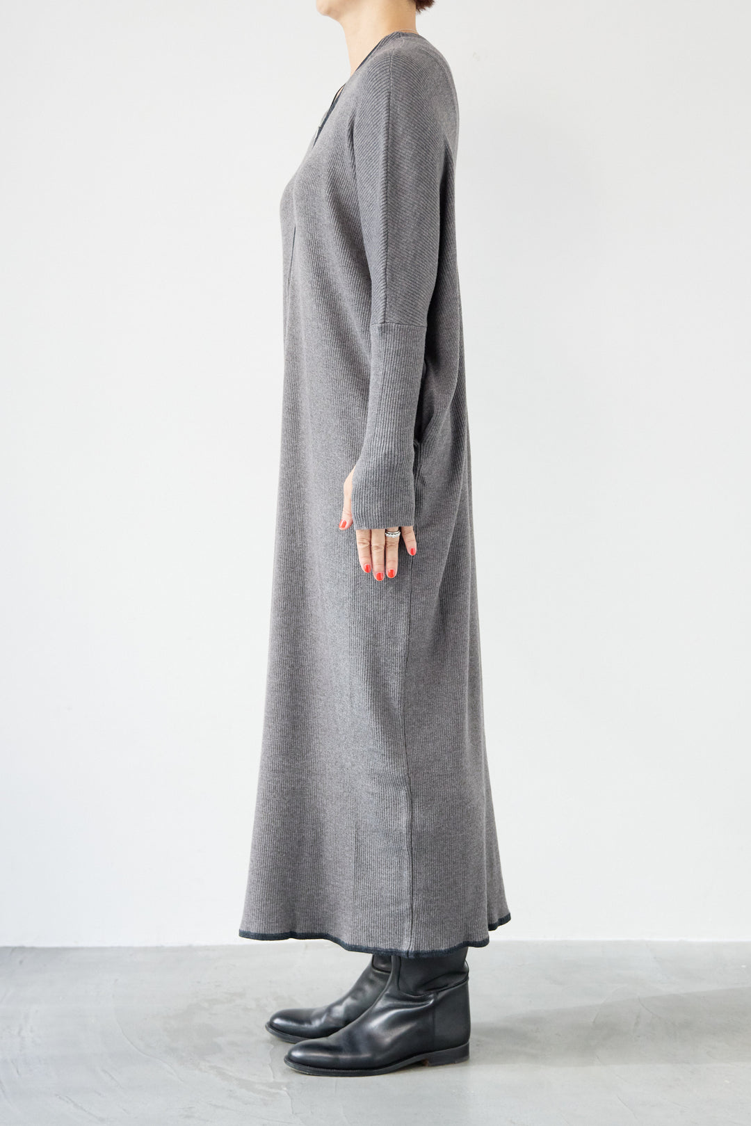 配色ジップニットワンピース