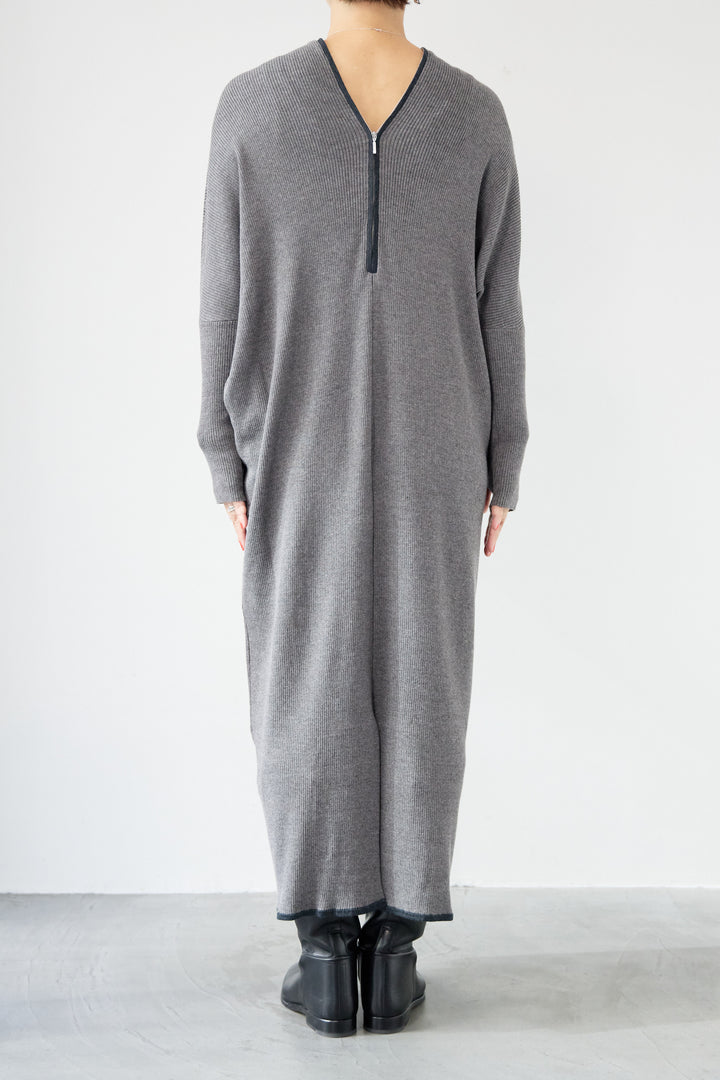 配色ジップニットワンピース