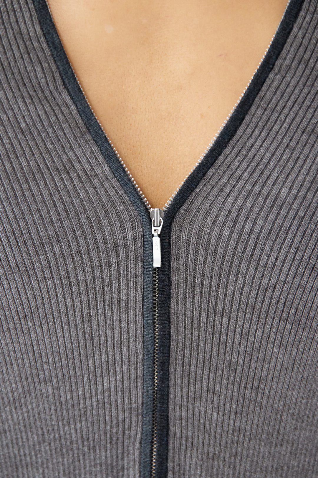 配色ジップニットワンピース