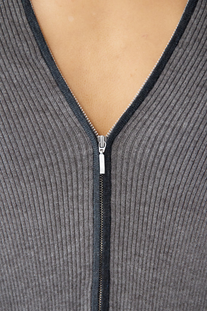 配色ジップニットワンピース