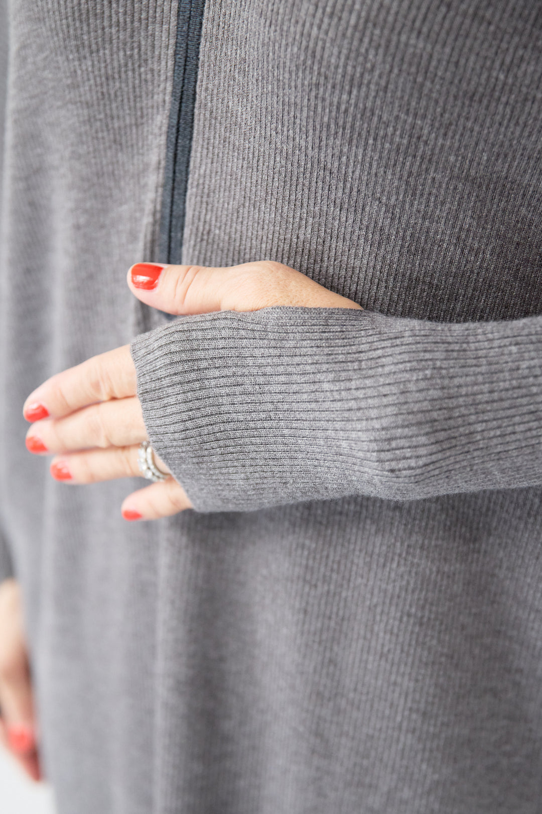 配色ジップニットワンピース